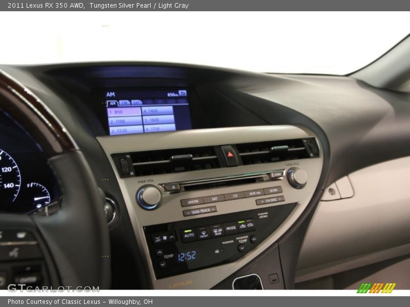 Tungsten Silver Pearl / Light Gray 2011 Lexus RX 350 AWD