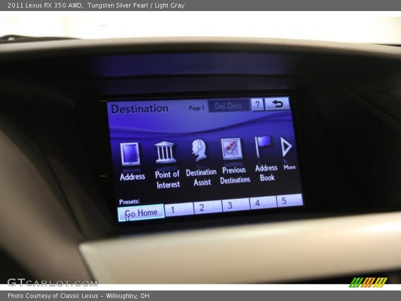 Tungsten Silver Pearl / Light Gray 2011 Lexus RX 350 AWD