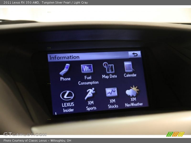 Tungsten Silver Pearl / Light Gray 2011 Lexus RX 350 AWD