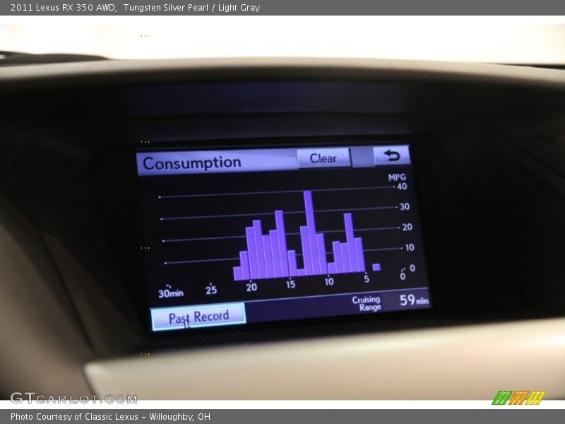 Tungsten Silver Pearl / Light Gray 2011 Lexus RX 350 AWD