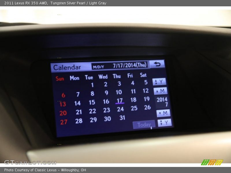 Tungsten Silver Pearl / Light Gray 2011 Lexus RX 350 AWD