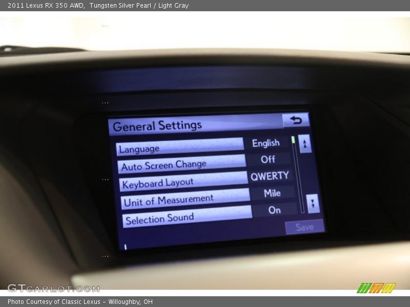 Tungsten Silver Pearl / Light Gray 2011 Lexus RX 350 AWD