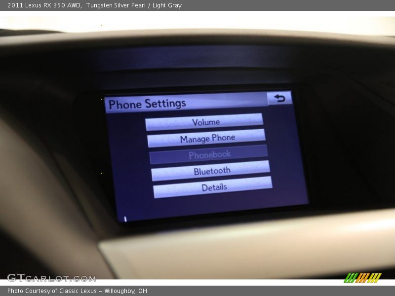 Tungsten Silver Pearl / Light Gray 2011 Lexus RX 350 AWD