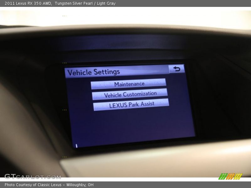 Tungsten Silver Pearl / Light Gray 2011 Lexus RX 350 AWD