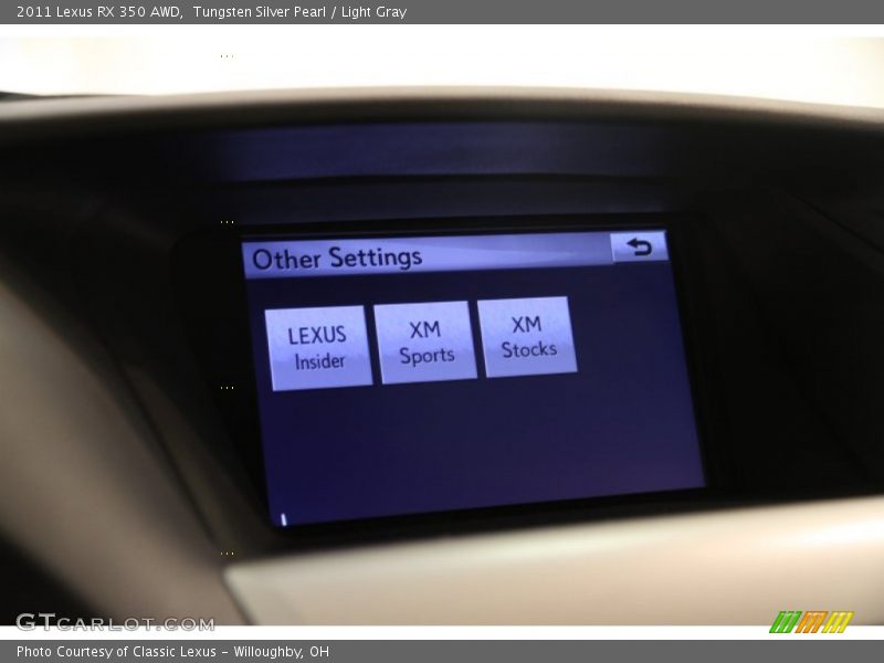 Tungsten Silver Pearl / Light Gray 2011 Lexus RX 350 AWD