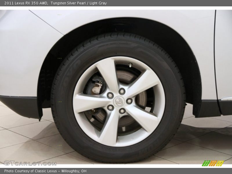 Tungsten Silver Pearl / Light Gray 2011 Lexus RX 350 AWD