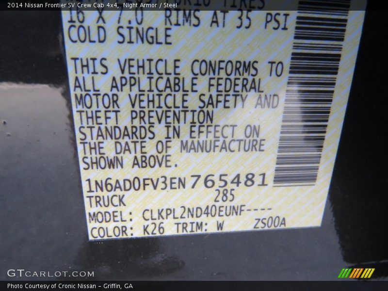Night Armor / Steel 2014 Nissan Frontier SV Crew Cab 4x4
