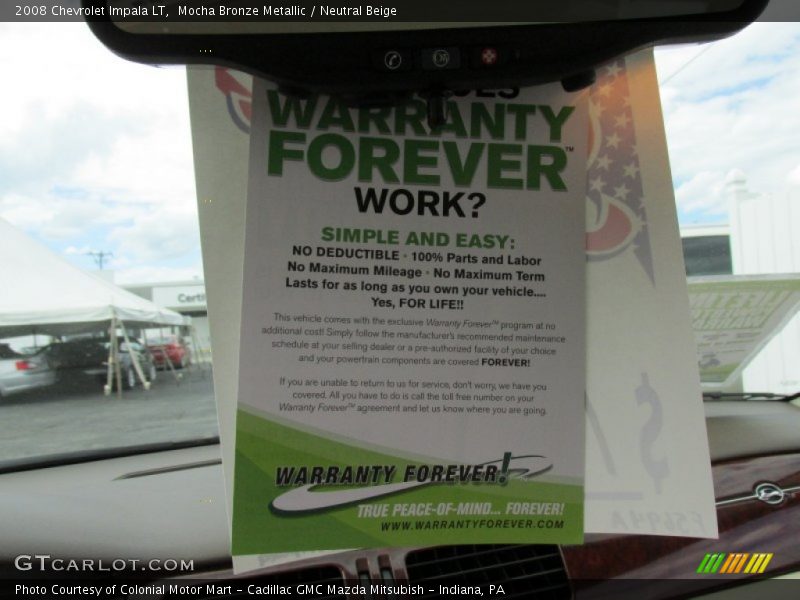Mocha Bronze Metallic / Neutral Beige 2008 Chevrolet Impala LT