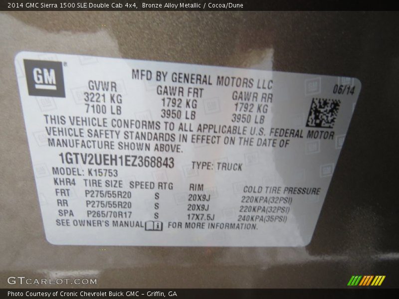 Bronze Alloy Metallic / Cocoa/Dune 2014 GMC Sierra 1500 SLE Double Cab 4x4
