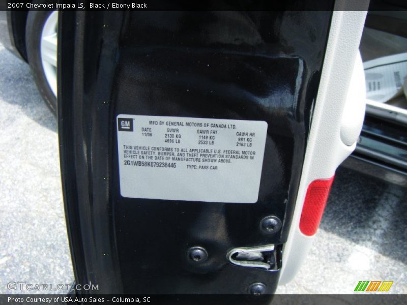 Black / Ebony Black 2007 Chevrolet Impala LS