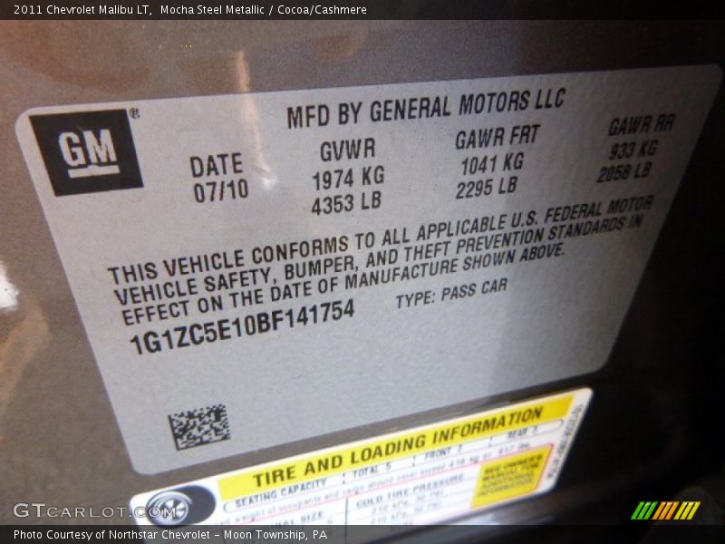 Mocha Steel Metallic / Cocoa/Cashmere 2011 Chevrolet Malibu LT