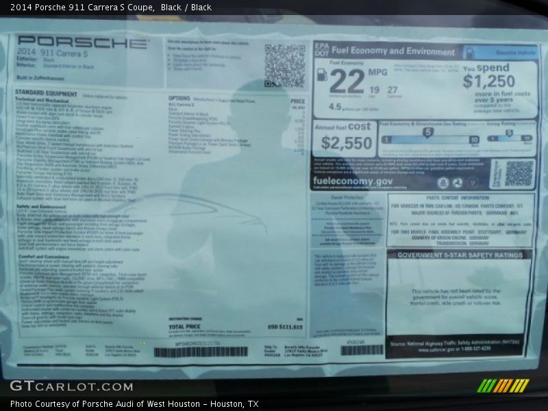 Black / Black 2014 Porsche 911 Carrera S Coupe