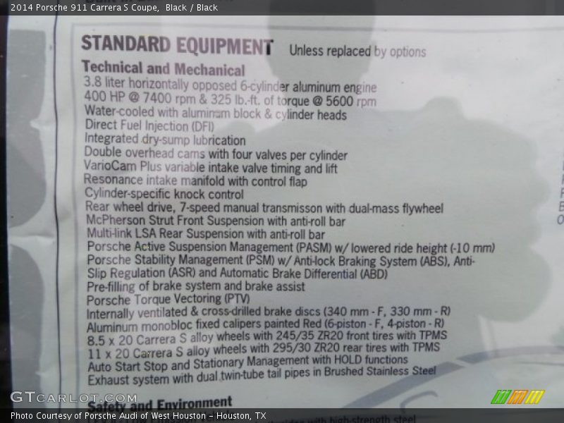 Black / Black 2014 Porsche 911 Carrera S Coupe