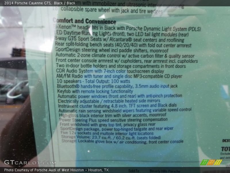  2014 Cayenne GTS Window Sticker