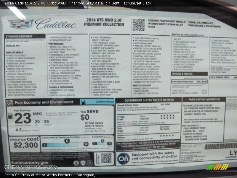  2014 ATS 2.0L Turbo AWD Window Sticker