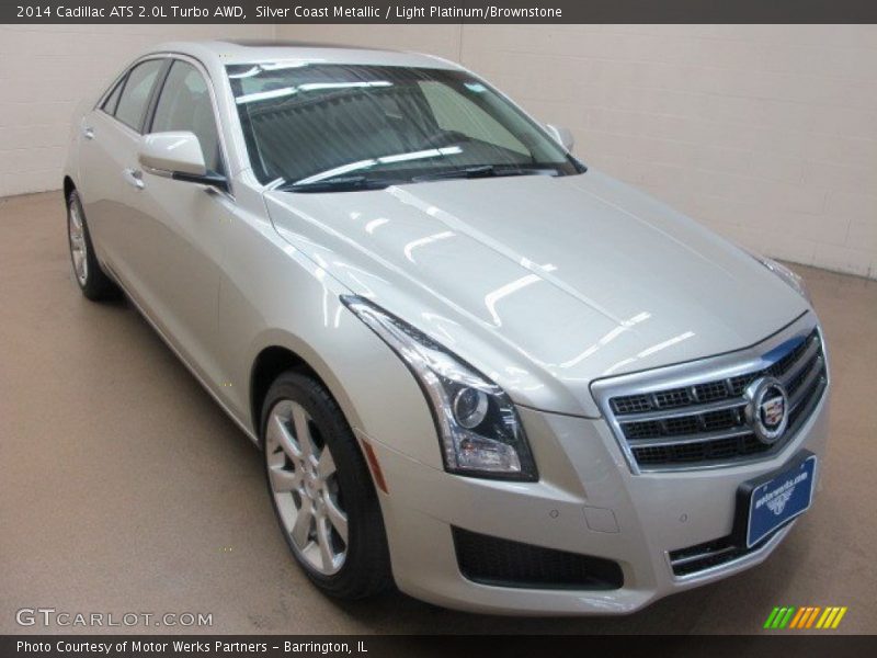 Silver Coast Metallic / Light Platinum/Brownstone 2014 Cadillac ATS 2.0L Turbo AWD