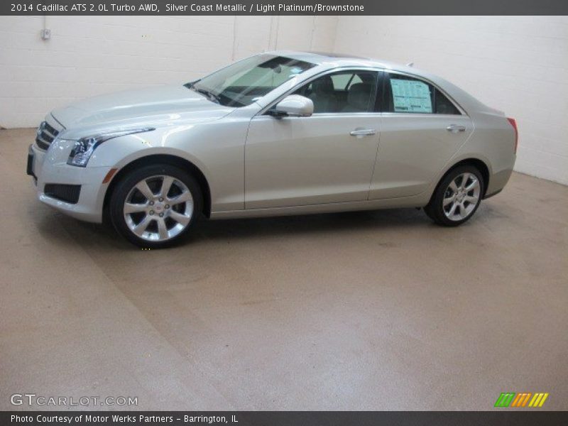 Silver Coast Metallic / Light Platinum/Brownstone 2014 Cadillac ATS 2.0L Turbo AWD