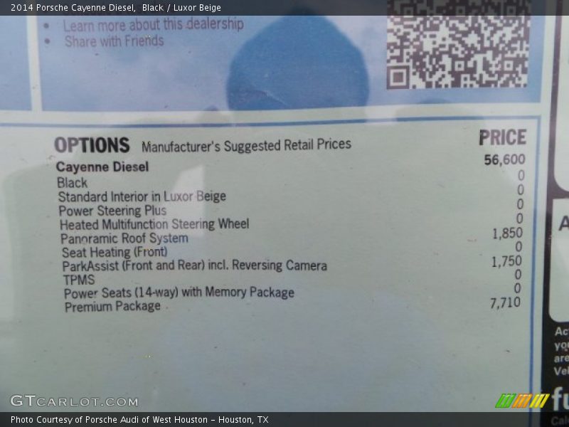  2014 Cayenne Diesel Window Sticker