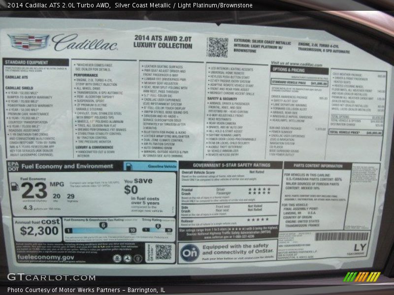  2014 ATS 2.0L Turbo AWD Window Sticker