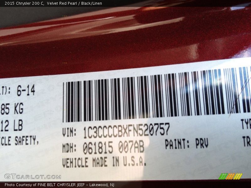2015 200 C Velvet Red Pearl Color Code PRV