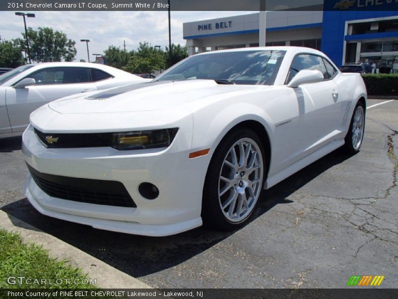 Summit White / Blue 2014 Chevrolet Camaro LT Coupe