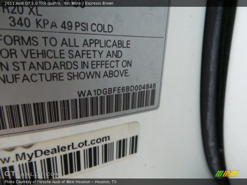 Ibis White / Espresso Brown 2011 Audi Q7 3.0 TFSI quattro