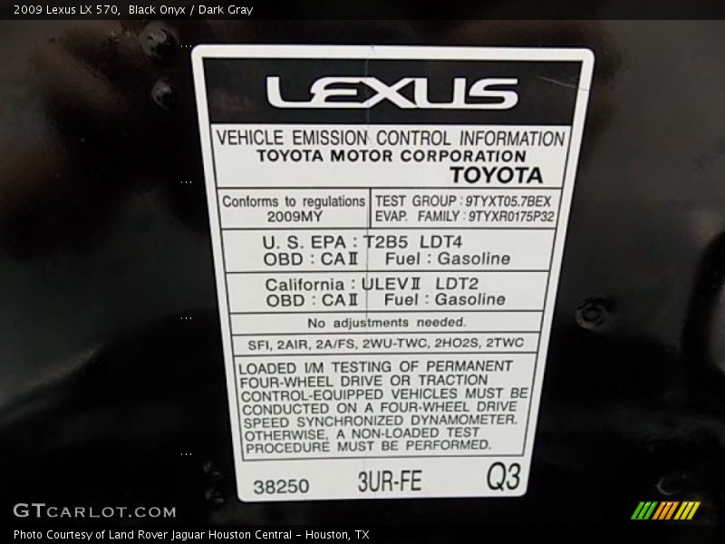 Black Onyx / Dark Gray 2009 Lexus LX 570