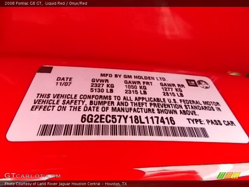 Liquid Red / Onyx/Red 2008 Pontiac G8 GT