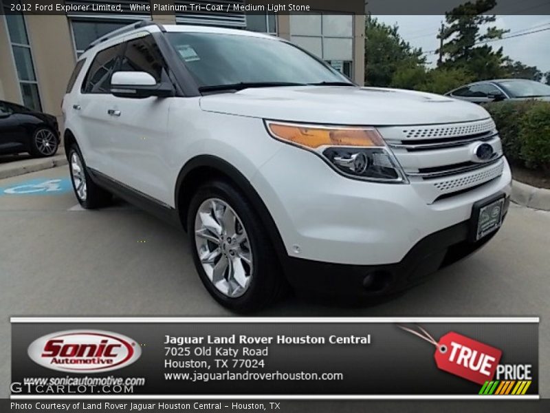 White Platinum Tri-Coat / Medium Light Stone 2012 Ford Explorer Limited