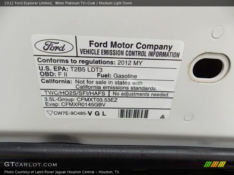White Platinum Tri-Coat / Medium Light Stone 2012 Ford Explorer Limited