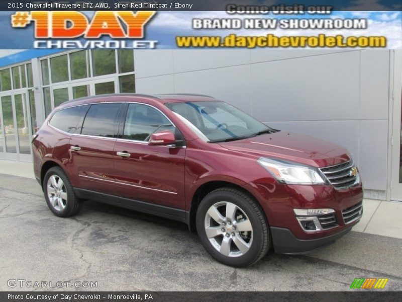 Siren Red Tintcoat / Ebony 2015 Chevrolet Traverse LTZ AWD