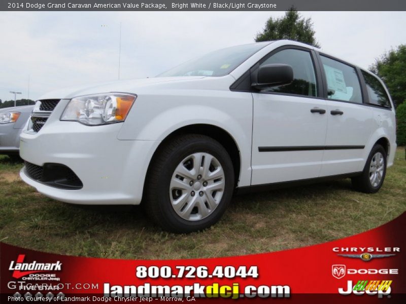 Bright White / Black/Light Graystone 2014 Dodge Grand Caravan American Value Package