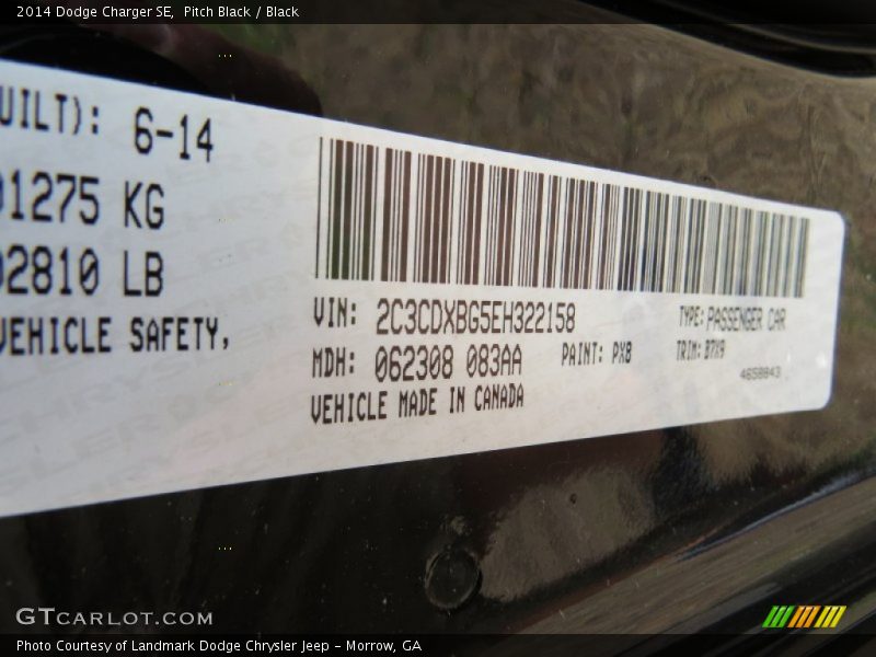 Pitch Black / Black 2014 Dodge Charger SE