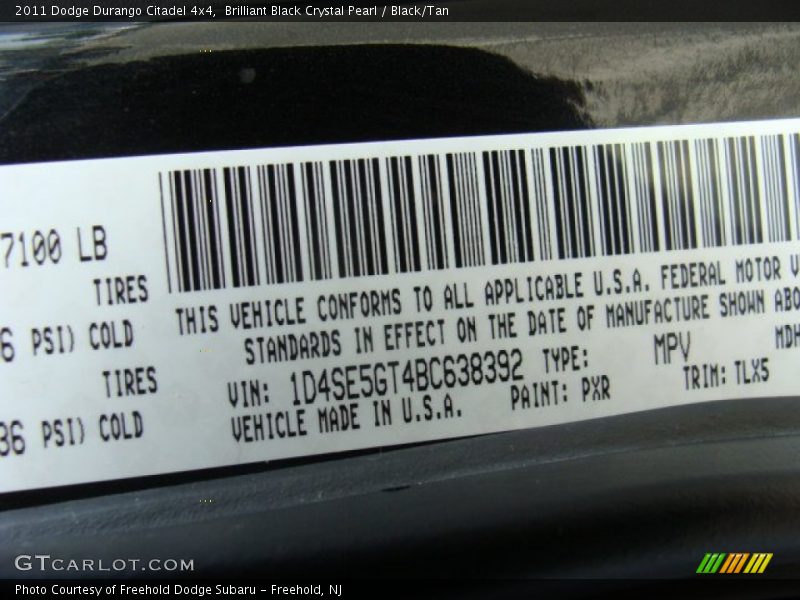 Brilliant Black Crystal Pearl / Black/Tan 2011 Dodge Durango Citadel 4x4