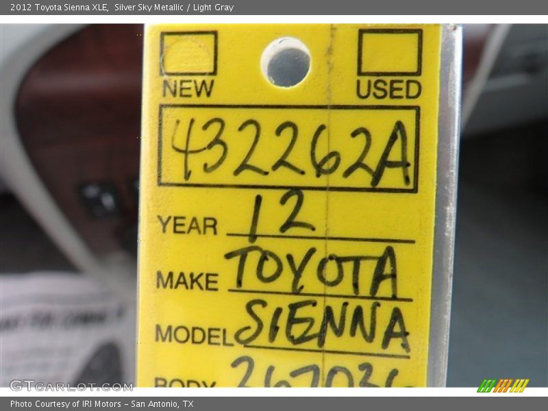 Silver Sky Metallic / Light Gray 2012 Toyota Sienna XLE