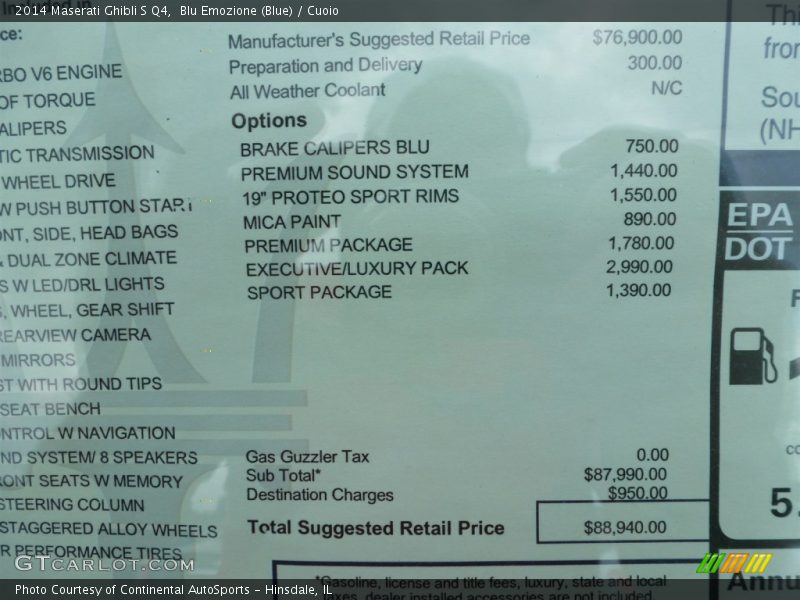 Blu Emozione (Blue) / Cuoio 2014 Maserati Ghibli S Q4
