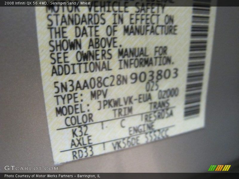 Serengeti Sand / Wheat 2008 Infiniti QX 56 4WD