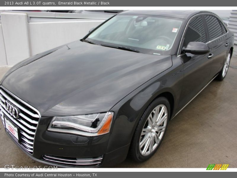 Emerald Black Metallic / Black 2013 Audi A8 L 3.0T quattro