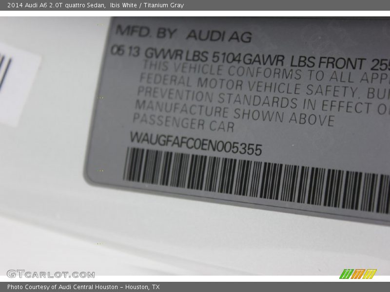 Ibis White / Titanium Gray 2014 Audi A6 2.0T quattro Sedan
