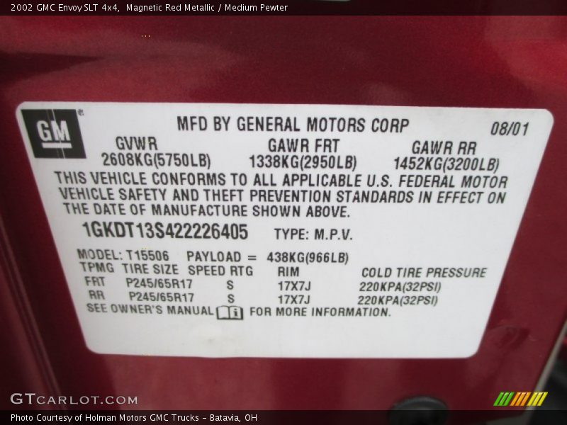 Magnetic Red Metallic / Medium Pewter 2002 GMC Envoy SLT 4x4