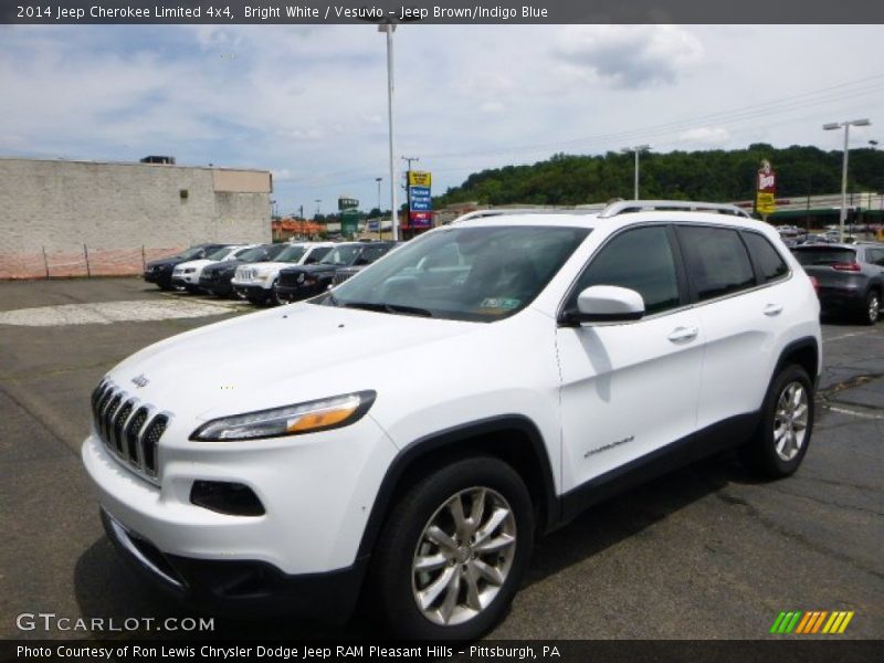 Bright White / Vesuvio - Jeep Brown/Indigo Blue 2014 Jeep Cherokee Limited 4x4