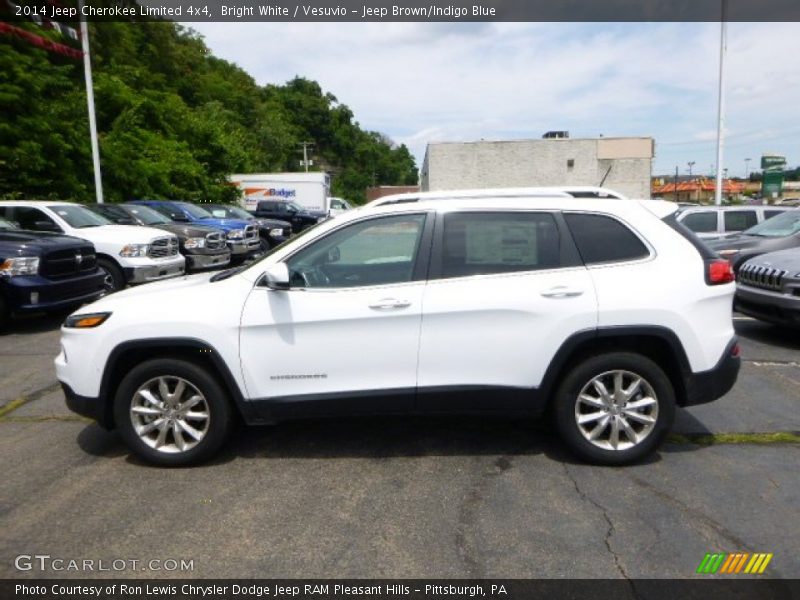 Bright White / Vesuvio - Jeep Brown/Indigo Blue 2014 Jeep Cherokee Limited 4x4