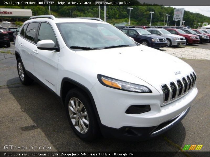 Bright White / Vesuvio - Jeep Brown/Indigo Blue 2014 Jeep Cherokee Limited 4x4