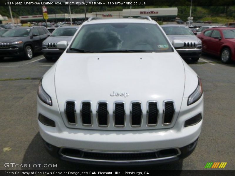 Bright White / Vesuvio - Jeep Brown/Indigo Blue 2014 Jeep Cherokee Limited 4x4