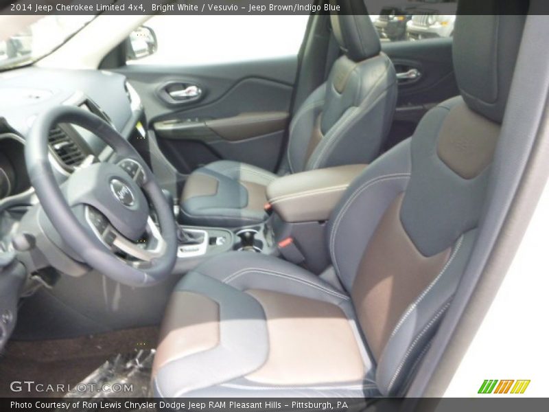 Bright White / Vesuvio - Jeep Brown/Indigo Blue 2014 Jeep Cherokee Limited 4x4