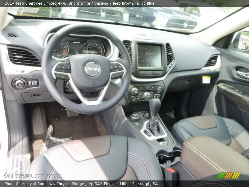 Bright White / Vesuvio - Jeep Brown/Indigo Blue 2014 Jeep Cherokee Limited 4x4