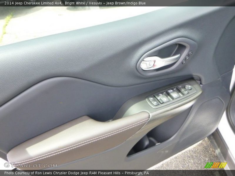 Bright White / Vesuvio - Jeep Brown/Indigo Blue 2014 Jeep Cherokee Limited 4x4