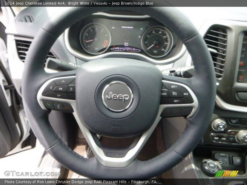 Bright White / Vesuvio - Jeep Brown/Indigo Blue 2014 Jeep Cherokee Limited 4x4