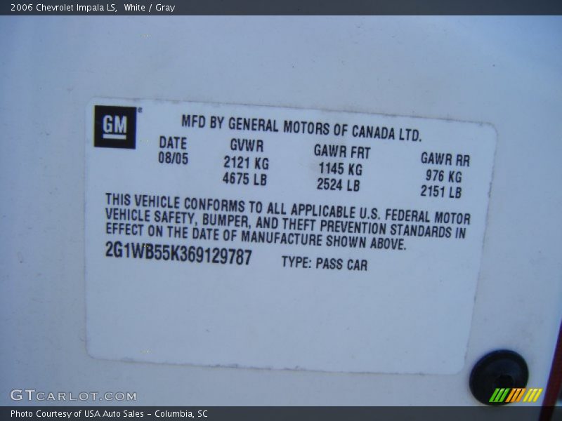 White / Gray 2006 Chevrolet Impala LS