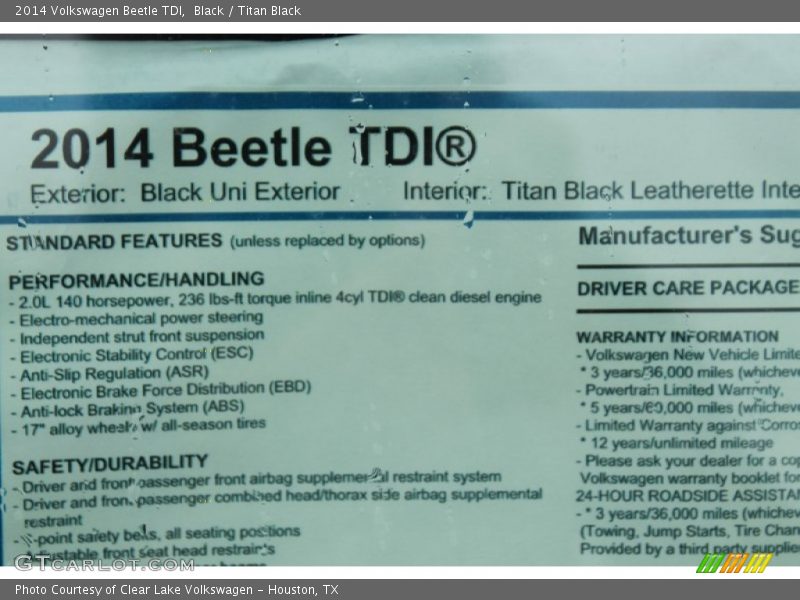Black / Titan Black 2014 Volkswagen Beetle TDI